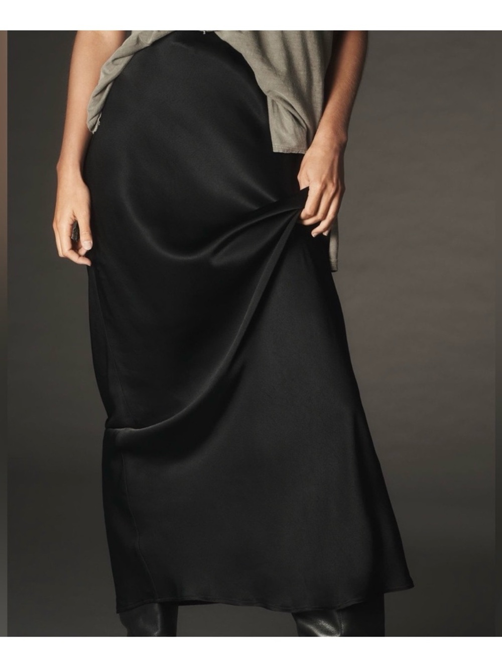 Anthropologie Tilda maxi slip skirt xs black satin